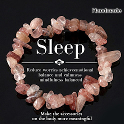 Strawberry Quartz Natural Strawberry Quartz Chip Beaded Stretch Bracelets, 6.89 inch(17.5cm)