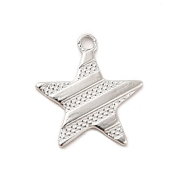 Stainless Steel Color Non-Tarnish 304 Stainless Steel Pendants, Star Charms, Stainless Steel Color, 15x14x1mm, Hole: 1.5mm