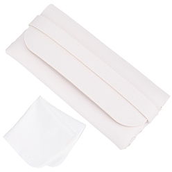 Белый 1портативный чехол для очков из искусственной кожи, сумка для солнцезащитных очков, с тканью для чистки очков из замшевого волокна 1pc, прямоугольные, белые, 170x80x25 мм