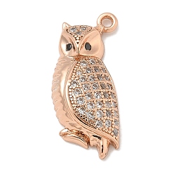 Розовое Золото Стойка металлическая латунная микропрофилированная кубическая циркония подвески, долговечный, без свинца и без кадмия, сова прелести, розовое золото , 22x9.5x4.5 мм, отверстие : 1.5 мм