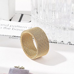 Золотой 201 палец кольца из нержавеющей стали, широкое кольцо для унисекс, ионное покрытие (ip), золотые, 10 мм, размер США 8 1/2 (18.5 мм)