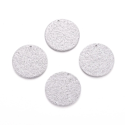 Нержавеющая Сталь Цвет Устойчивые к потускнению 304 текстурированные подвески из нержавеющей стали, плоско-круглые, цвет нержавеющей стали, 25x1 мм, отверстие : 1 мм