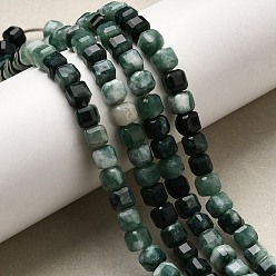 Зеленый Бусины из натурального белого нефрита, окрашенные, граненый стол, вырезанный куб, зелёные, 5~6x5~6x5~6 мм, отверстие : 1.2 мм, около 61 шт / нитка, 12.20~12.80'' (31~32.5 см)