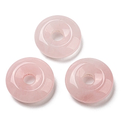 Rose Quartz Natural Rose Quartz Pendants, Donut/Pi Disc Charms, 24.5~25x6.5~7mm, Hole: 5~6mm