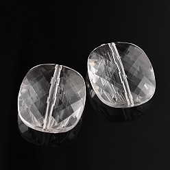 Clear Transparent Acrylic Beads, Faceted, Rectangle, Clear, 30x25x9.5~10mm, Hole: 2mm, about 90pcs/500g