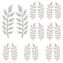 Платина 8 Парные застежки для значков в виде листьев из сплава для рюкзаков и одежды, платина, 60x22 мм