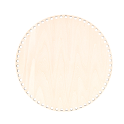 BurlyWood Wooden Basket Bottoms, Crochet Basket Base, with Cord, for Basket Weaving Supplies and Home Decoration Craft, Flat Round, BurlyWood, 300x5mm, Hole: 8mm