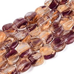 Medium Violet Red Handmade Lampwork Beads Strands, Square, Medium Violet Red, 10.5~11.5x10.5~12.5x5~7mm, Hole: 0.8~1mm, about 24pcs/strand, 10.24~10.43 inch(26~26.5cm)