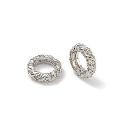 Платина Латунные прозрачные фианиты европейские бусины, витая бусина с большим отверстием, без кадмия и без свинца, стойки покрытие, долговечный, платина, 11x3 мм, отверстие : 7 мм