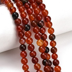 Carnelian Natural Carnelian Beads Strands, Dyed & Heated, Smooth Round, Grade B, 6mm, Hole: 1mm, about 62pcs/strand, 14.69''(37.3cm)