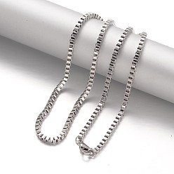 Stainless Steel Color 304 Stainless Steel Box Chain Necklaces, with Lobster Claw Clasps, Stainless Steel Color, 17.7 inch(45cm)