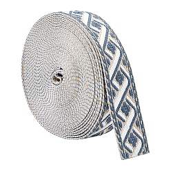 Bleu Clair Ruban polyester jacquard vintage, losange, ruban tissé brodé, pour les accessoires vestimentaires, bleu clair, 1-1/2 pouces (38~39 mm), environ 10.00 yards (9.14m)/rouleau