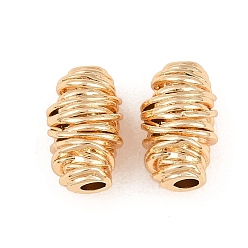 Настоящее золото 18K Латунные бусины, витая колонна, реальный 18 k позолоченный, 14x7.5 мм, отверстие : 2.5 мм