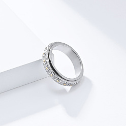 Платина Простой стиль 304 вращающиеся кольца для пальцев из нержавеющей стали, подсолнечник, Кольцо-спиннер для успокоения беспокойства, медитации, платина, размер США 8 (18.1 мм)