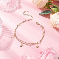 Белый 304 ножные браслеты звено цепи нержавеющие, с натуральным белым нефритом для женщин, белые, 9-1/8 дюйм (230 мм)