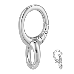 Платина 1pc 925 Кольца с пружинным затвором из стерлингового серебра, овальные, 1Замшевая ткань из ПК, квадратная салфетка для полировки серебра, платина, 21.5x10.5x8.5 мм, отверстие : 5.2x5.4 мм