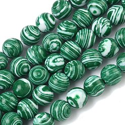 Зеленый Синтетического малахита бисер нитей, окрашенные, круглые, зелёные, 8 мм, отверстие : 1 мм, около 46 шт / нитка, 14.76 дюйм (37.5 см)