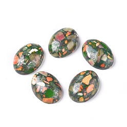 Перидот Собрана синтетическая золотая линия перидот и имперская яшма кабошоны, овальные, окрашенные, 25x18x7~8 мм