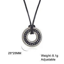 Нержавеющая Сталь Цвет 304 Подвеска в виде рунического круга викингов из нержавеющей стали, ожерелье на вощёном шнурке для мужчин, цвет нержавеющей стали, 23.62 дюйм (60 см)