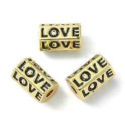 Настоящее золото 18K Латунная эмалированная бусина, долговечный, без свинца и без кадмия, шестиугольник колонки, реальный 18 k позолоченный, 8x5x6 мм, отверстие : 1.6 мм