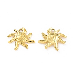 Echt 18 k vergoldet Ionenbeschichtung (IP) 304 Edelstahlanhänger, Sonne Charme, echt 18 k vergoldet, 19x20x2.50 mm, Bohrung: 3 mm