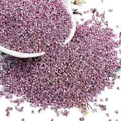 Орхидея Гальванизируйте стеклянных шариков семени, металлических цветов, цилиндр, сиреневые, 1.6x1.3 мм, отверстие : 0.8 мм, Около 60000 шт / фунт