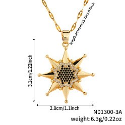Золотой Модные хип-хоп-стили латунные паве из прозрачных и черных кубических цирконий с подвеской в виде звезды, ожерелья с цепочкой для женщин и мужчин, золотые, 15.75 дюйм (40 см)