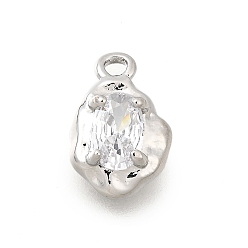 Платина Латунные микро проложить кубического циркония прелести, самородки, платина, 11.5x8x4 мм, отверстие : 1.2 мм