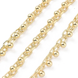 Real 18K Gold Plated Rack Plating Brass Chains, Long-Lasting Plated, Soldered, with Spool, Lead Free & Cadmium Free, Round, Real 18K Gold Plated, Link: 3.5x4.5mm