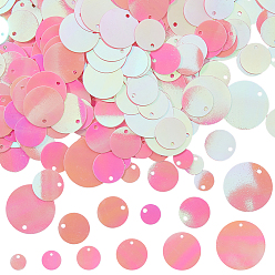 Бледно-Розовый 1800шт. 6 аксессуары для украшений в стиле sgtyles, пластиковые пайетки / блестки из пвх, плоско-круглые, розовый жемчуг, 8~25x0.2~0.3 мм, отверстие : 1.2~1.4 мм, около 300 шт. / стиль