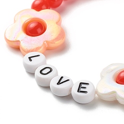 Mixed Color Love Flower Beads Stretch Bracelet for Kid, Acrylic & Plastic Beads Bracelet, Mixed Color, Inner Diameter: 1-3/4 inch(4.5cm)