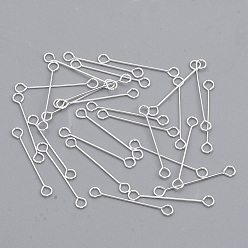 Серебро Железные глазные булавки, без кадмия и без свинца, двухсторонние наглазники, серебряные, 20x0.4 мм, отверстие : 1.8 мм, Руководитель: 3 mm