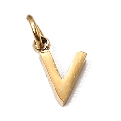Letter V 304 Edelstahl Reize, Brief Reize, poliert, Ionenbeschichtung (ip), echt 18 k vergoldet, Schreiben v, 8x6x2 mm, Bohrung: 2.5 mm