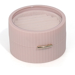 Розовый Ящики для хранения из АБС-пластика, плоский круглый корпус с прозрачным окном, туманная роза, 9x5.5 см