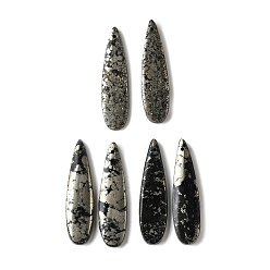 Пирит Натуральный пирит подвески, слезинки, 39x10~11x3.5~4.5 мм, отверстие : 0.9~1 мм