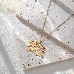 Золотой Слово пожалуйста пожалуйста пожалуйста ожерелья из нержавеющей стали для женщин, золотые, 16.14~19.69 дюйм (41~50 см)