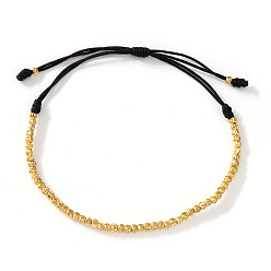 Золотой Латунные бисерные плетеные браслеты из бисера, плетеные браслеты из полиэфирного шнура для женщин, круглые, золотые, 11.02 дюйм (28 см)