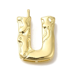 Letter U Стойки обшивки латунные подвески, долговечный, без кадмия и без свинца, реальный 18 k позолоченный, Буква U, 26x18.5x4.8 мм, отверстие : 2.5x2.8 мм