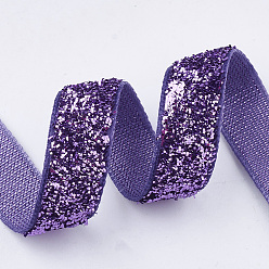 Medium Purple Glitter Sparkle Ribbon, Polyester & Nylon Ribbon, Medium Purple, 3/8 inch(9.5~10mm), about 50yards/roll(45.72m/roll)