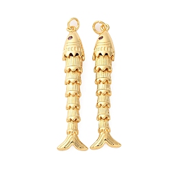 Настоящее золото 18K Стойка металлическая латунная микропрофилированная кубическая циркония подвески, амулеты из рыбы сардина, долговечный, без свинца и без кадмия, реальный 18 k позолоченный, 49x8x7 мм, отверстие : 1.6 мм