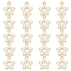 Белый Подвески из эмали и сплава, звезда, золотой свет, белые, 16x14x2 мм, отверстие : 1.6 мм, около 20 шт / упаковка