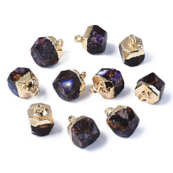 Имперская яшма Собранные подвески из синтетического бронзита и имперской яшмы, с петлей из латуни светло-золотистого цвета, граненые, восьмиугольник, 11~13x8~9x8~9 мм, отверстие : 1.6~1.8 мм