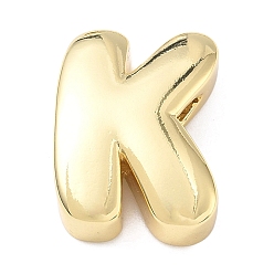 Letter K Латунные бусины с инициалами, реальный 18 k позолоченный, долговечный, стойки покрытие, без свинца и без кадмия, Письмо K, 21x15.5x6.5 мм, отверстие : 8.5x4 мм