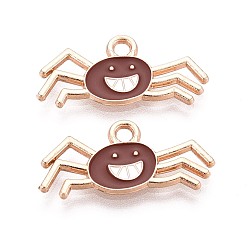 Spider Подвески из сплава и эмали на тему Хэллоуина, золотой свет, паук, 10x22x1 мм, отверстие : 1.8 мм