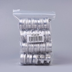 Platinum Round Aluminium Tin Cans, Aluminium Jar, Storage Containers for Cosmetic, Candles, Candies, with Screw Top Lid, Platinum, 3.55x1.8cm, Capacity: 10ml(0.34 fl. oz)