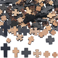 (52) Непрозрачная лаванда 120 шт 6 стили натуральных деревянных бусин, крестик, разноцветные, 8~22x8~15x4~6 мм, отверстие : 1.6~2.5 мм, 20 шт / стиль