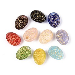 (52) Непрозрачная лаванда Клубничные стеклянные бусины, золотой металл обвитыми, разноцветные, 12.5x9x6 мм, отверстие : 1 мм