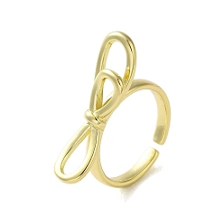 Real 18K Gold Plated Brass Rings, Bowknot, Real 18K Gold Plated, US Size 6(16.5mm)
