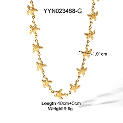 Морская звезда 316l хирургическая нержавеющая сталь ракушки сердце звено цепи ожерелья для элегантного европейского стиля, реальный 18 k позолоченный, морская звезда, 15.75 дюйм (40 см)