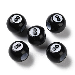 Белый Непрозрачные акриловые европейские бусины с распылением, бусины с большим отверстием, круглый с бесконечностью, белые, 11.5x10 мм, отверстие : 5 мм, Около 1000 шт / 500 г